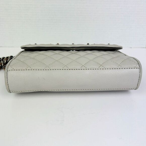 Rebecca Minkoff Quilted Affair Studded Mini Crossbody or Shoulder Flap Bag Grey - Picture 6 of 15